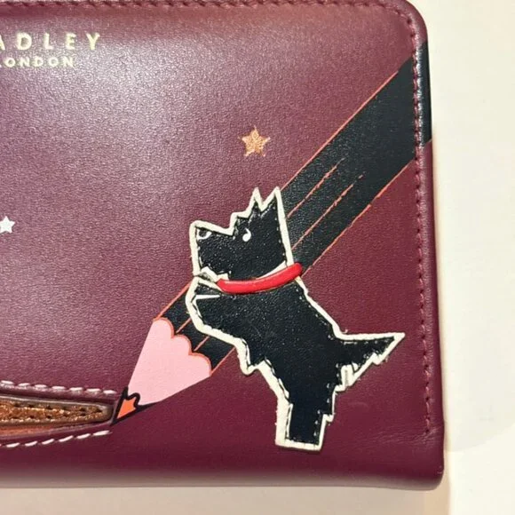 Radley London Scottie Dog Leather Wallet Zip Around Burgundy - Picture 5 of 12